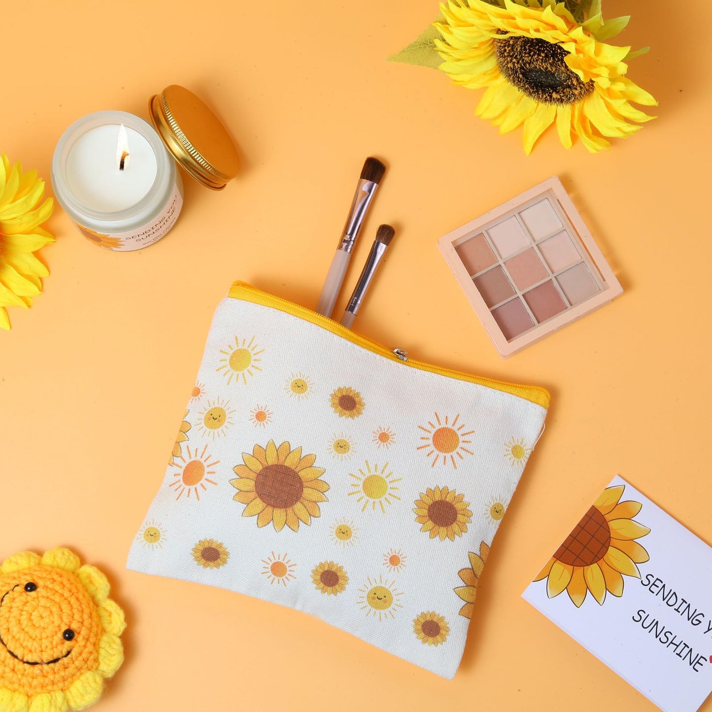 Sunflower Gifts Baskets for Women-7 Pcs Unique Happy Birthday Gifts for Sister, Fun Get Well Basket after Surgery for Female, Self Care Package for Teen girl, Cheer Up Set, Feel Better Sunshine Box