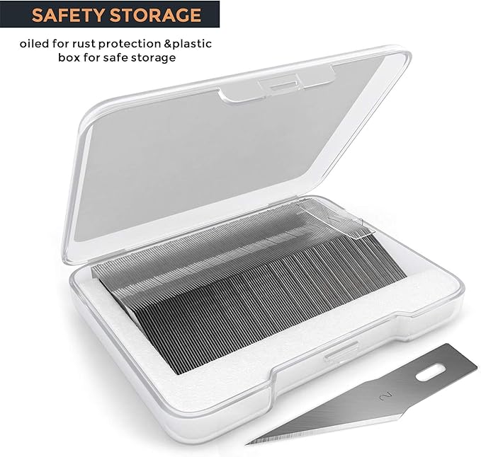 Nicpro 120 PCS Hobby Blades Set SK-5, Utility Refill #2 Art Blades Refill Cutting Tool with Storage Case for Medium to Heavy Craft, Hobby, Scrapbooking, Stencil