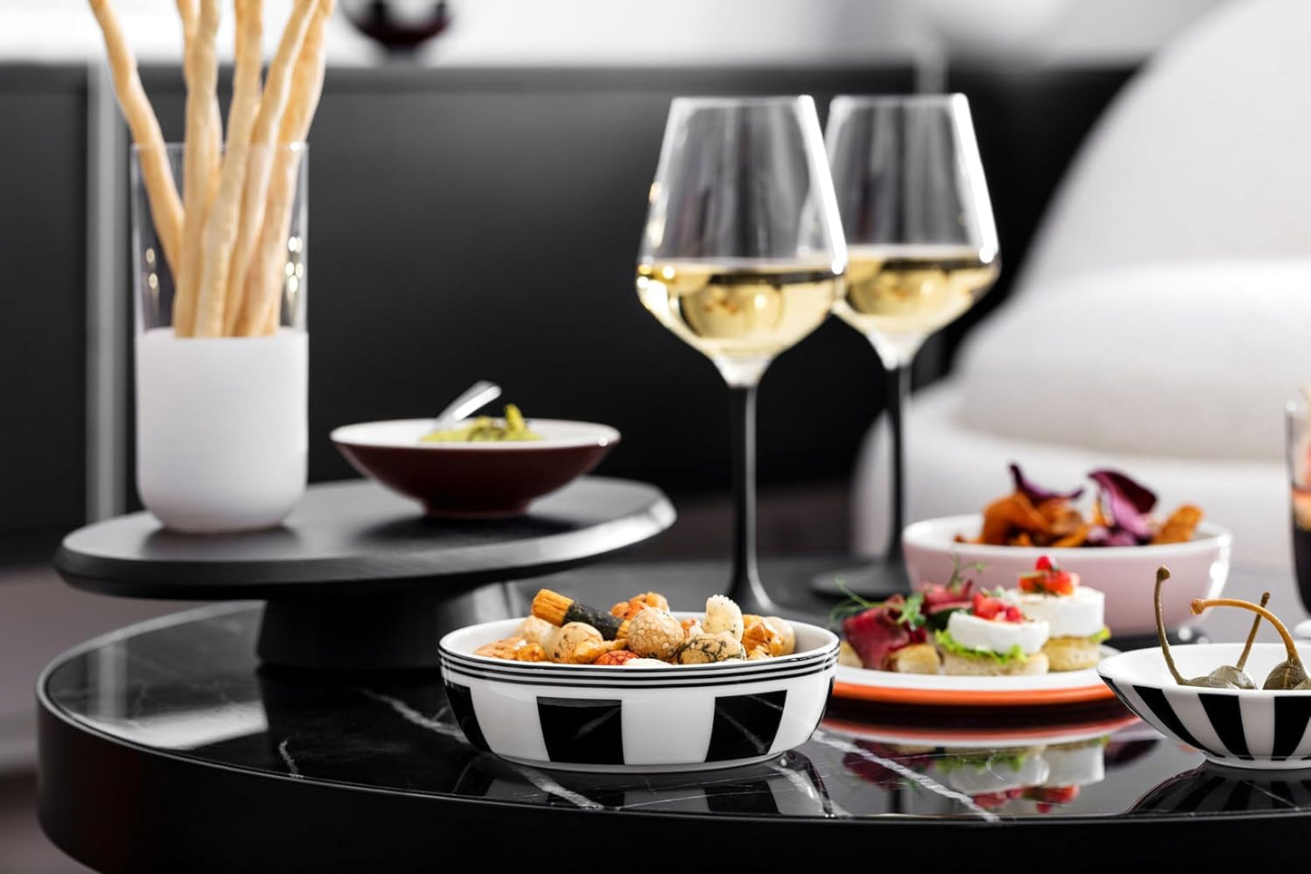 Villeroy & Boch Iconic Collection La petite Boule Memphis, Premium Porcelain, Made in Germany, Appetizer Set for 2, 5.5 x 5.5 in, Unique Coloful Design