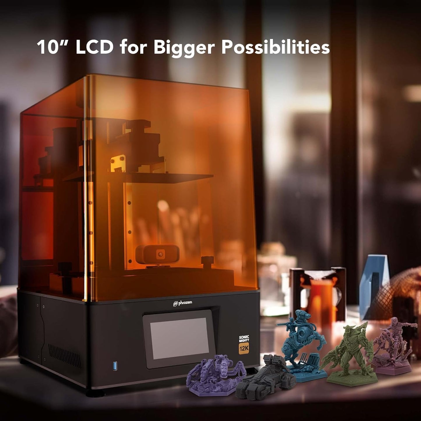 phrozen Sonic Mighty 12K LCD Resin 3D Printer, 10" Monochrome LCD, Tabletop 3D Resin Printer with 19*24µm XY Resolution, 8.6*4.8*9.3 Inch Printing Volume for Models, Miniatures and Action Figures