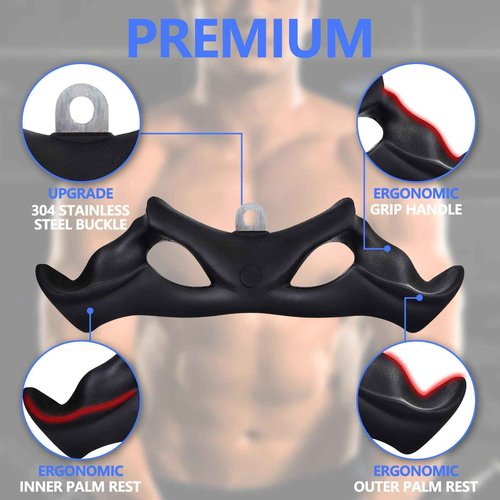 HXD-ERGO LAT Pulldown Attachments-LAT Pull Down Bar with Ergonomic Grips, Bicep Tricep Bar Pushdown Cable Attachment for Gym, Muscle Exercise, Strength Training (Narrow Grip)