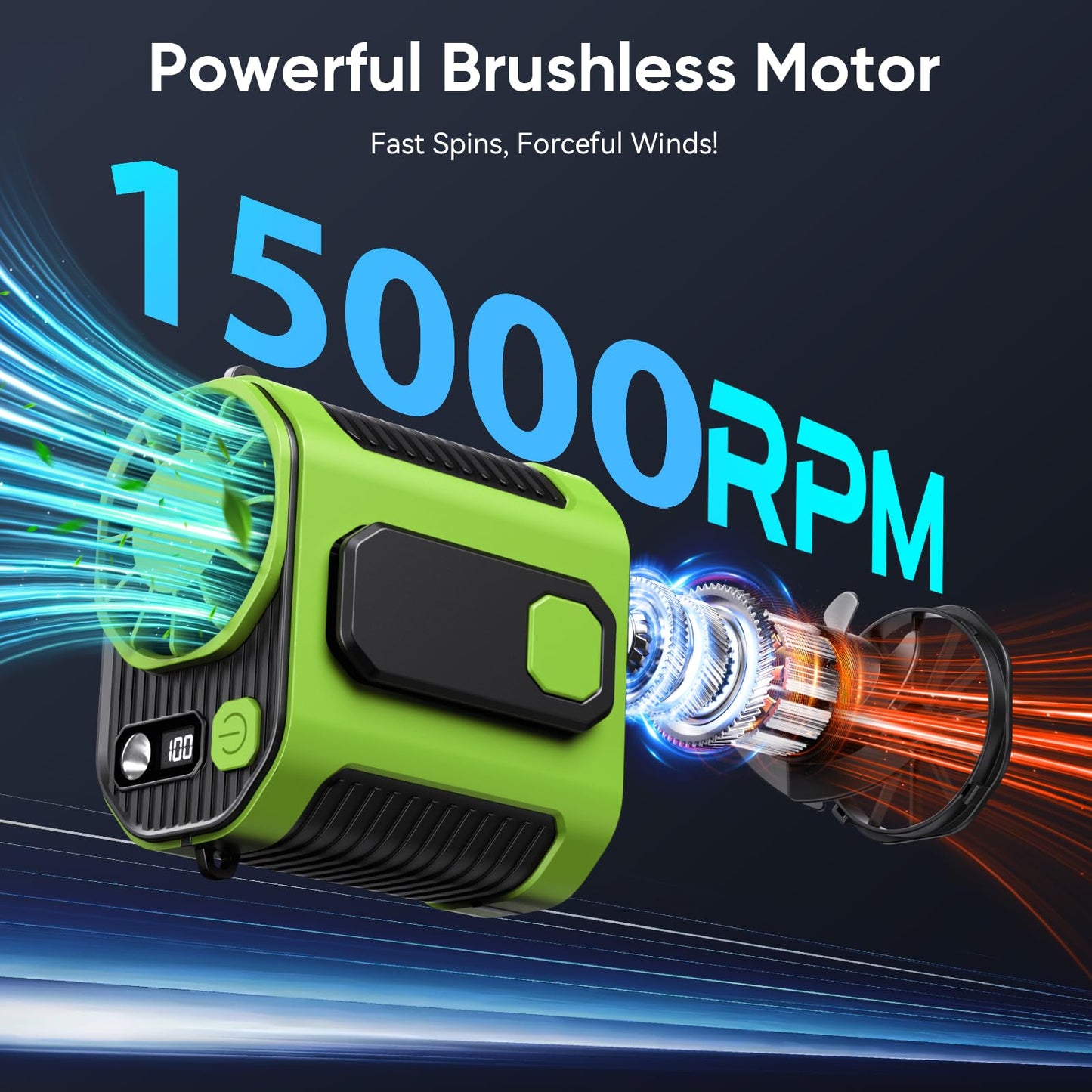 Portable Waist Fan, 10-Speed Body Fan With Led Light, Hands-Free Wearable Belt Clip Waist Fans, 10000Mah Personal Rechargeable F