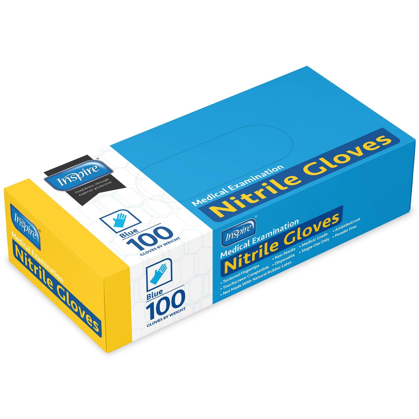 Inspire Nitrile Exam Gloves | The Original Quality Stretch Nitrile Light Blue | 4.5 Gloves Disposable Latex Free Medical EMT (Medium)