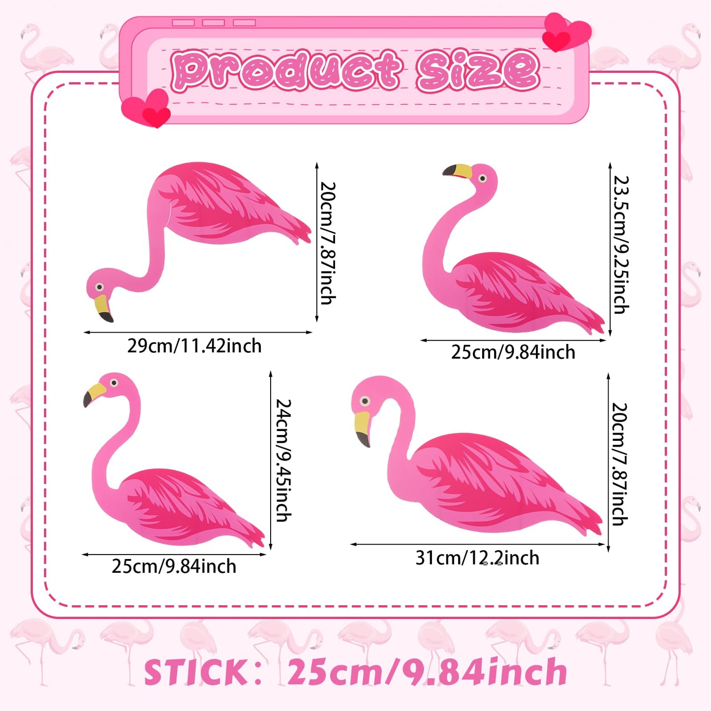 Yuntau 30 Pcs Summer Beach Pink Flamingo Yard Signs with 60 Stakes 4 Styles Flamingo Lawn Signs for Indoor Outdoor Home Decorations Tropical Yard Lawn Patio Accessories Party Supplies