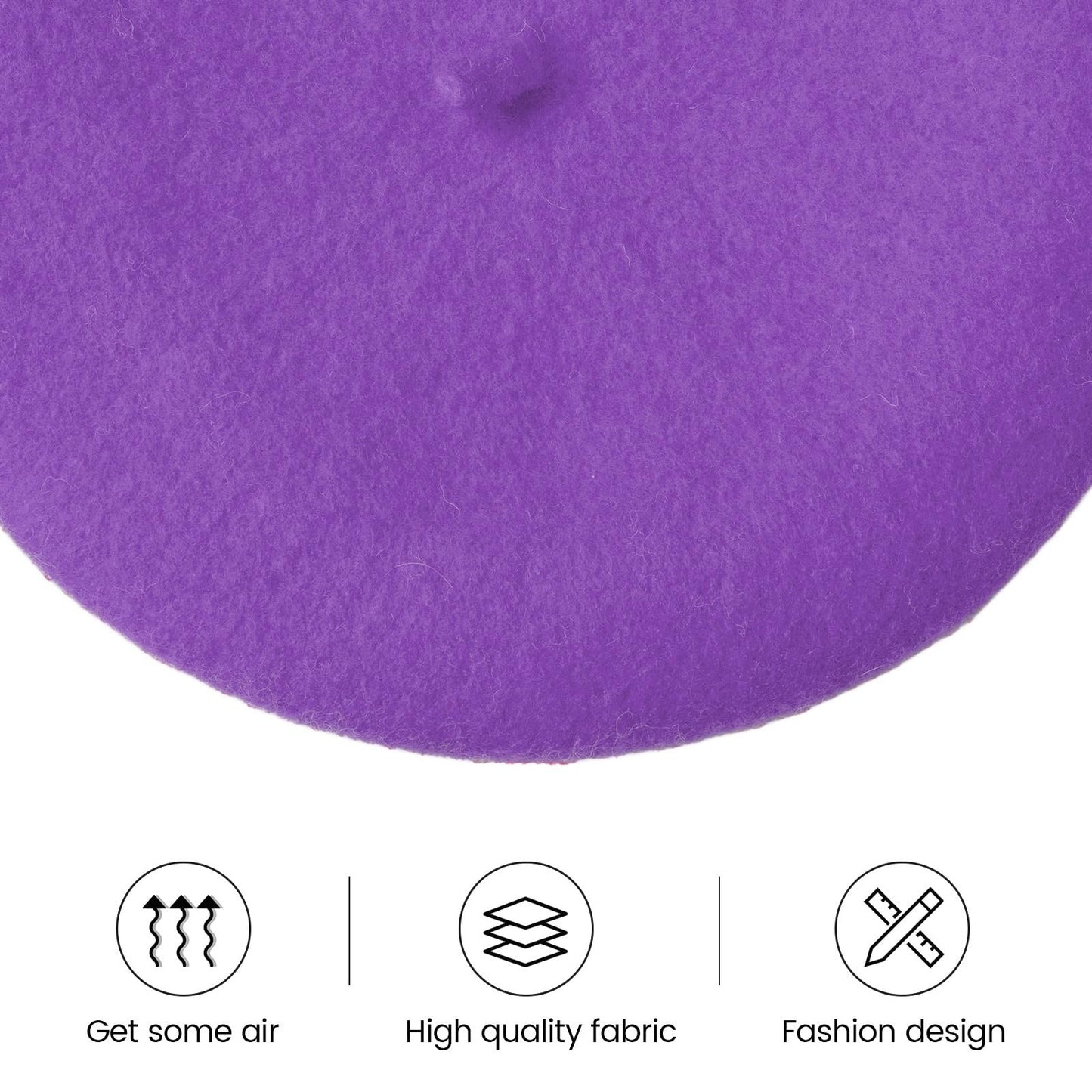 Classic Wool Beret Hats for Women Man Painter hat French Beret for Man Woman Warm Winte. (Purple)