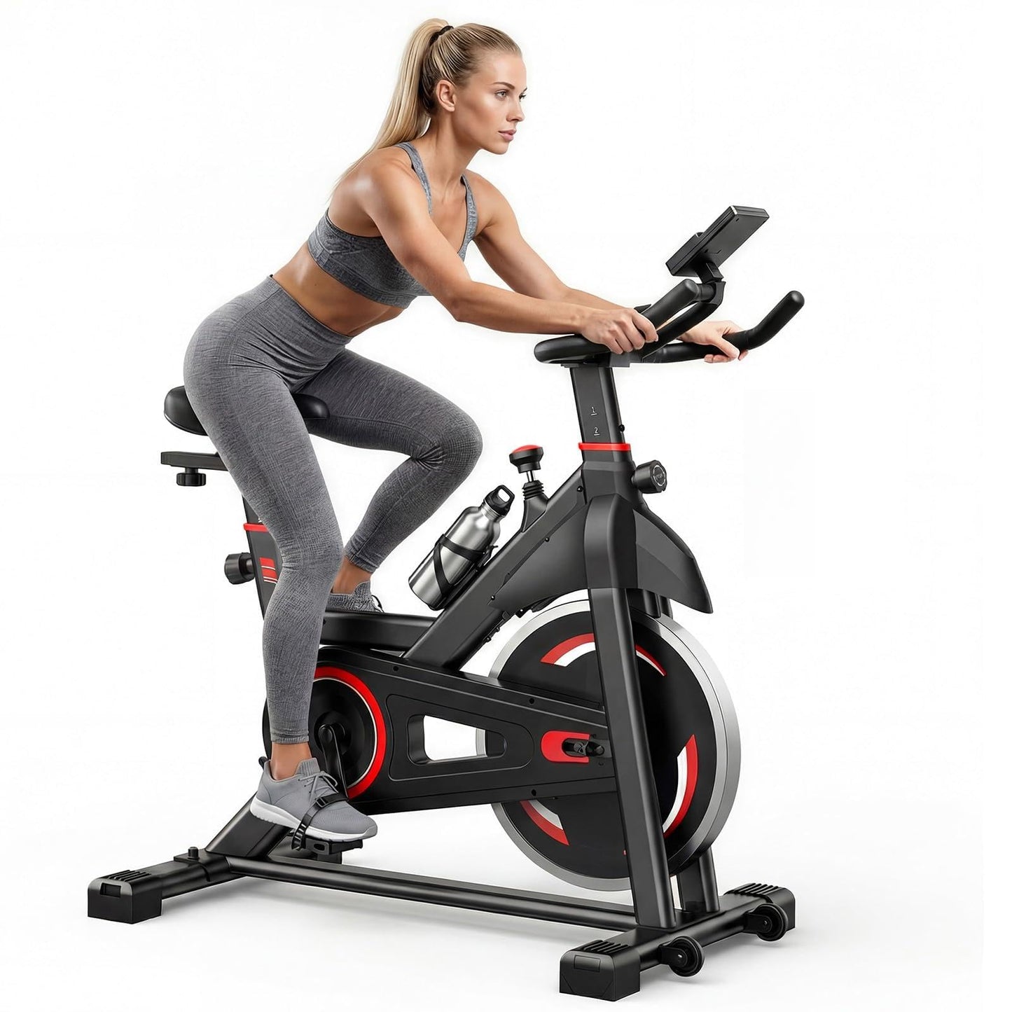 NEWBULIG Exercise Bike with APP, Stationary Bikes for Home, Workout Bike for Adults & Seniors, Cycle Machine, Adjustable Height and Resistance, Low Noise, 265lbs Weight Capacity, Easy Assembly