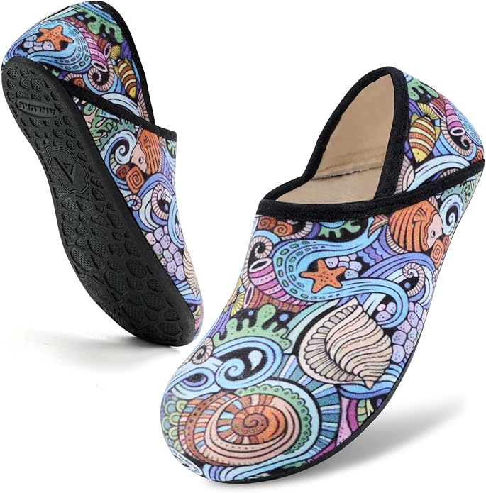 ANLUKE Slipper for Women Men Slipper Socks Fuzzy House Shoes Rubber Sole Slip On Soft-Lightweight Non Slip Indoor/Outdoor