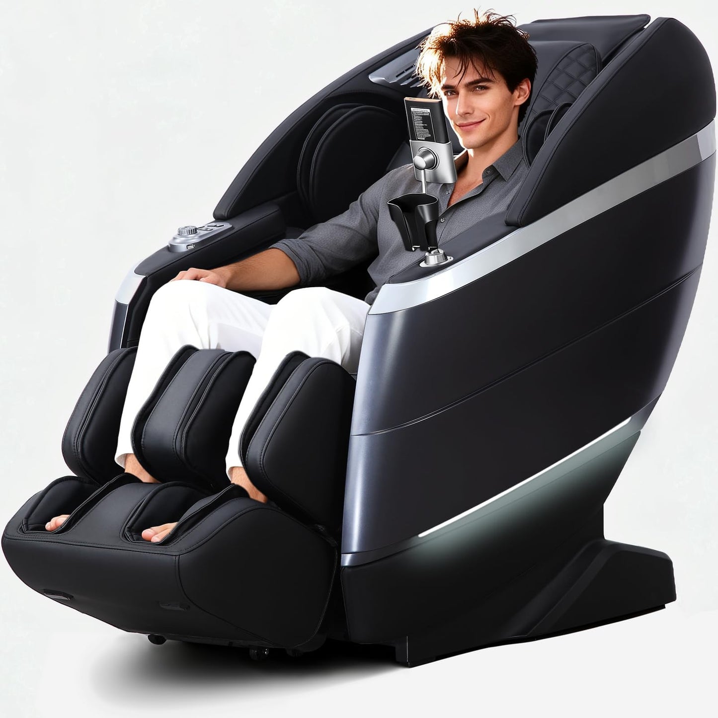4D Massage Chair Full Body Zero Gravity 55" 166° Flexible SL-Track with Body Scan, Stretch, 36 Airbags, Heat - Shiatsu Knead, Foot & Calf Massage, Voice Control, 18 Auto Modes & 11 Techniques (Black)