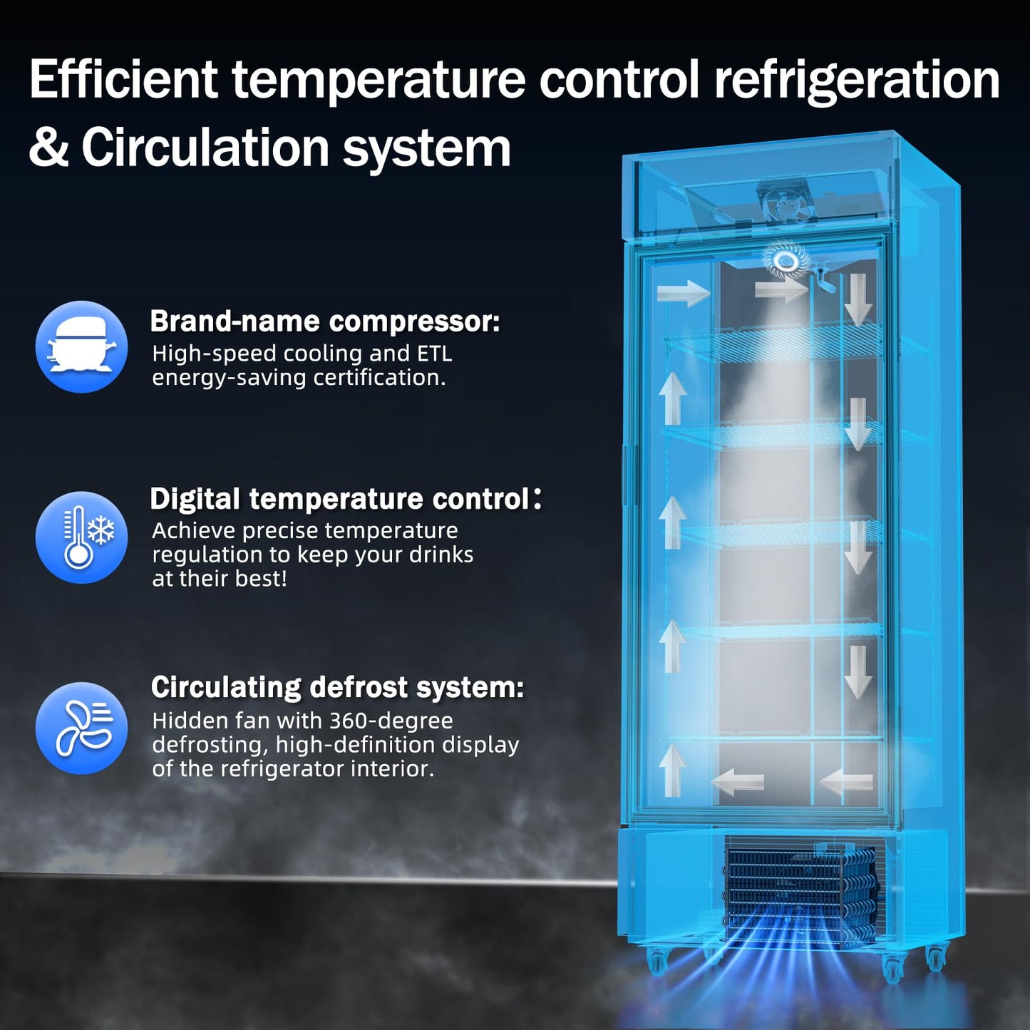 BINGERMA Commercial Beverage Refrigerator 15 Cu.ft. with Glass Door Display Merchandiser Fridge ETL Drink Cooler for Bars, Restaurants, Convenience Stores, Supermarkets and Offices