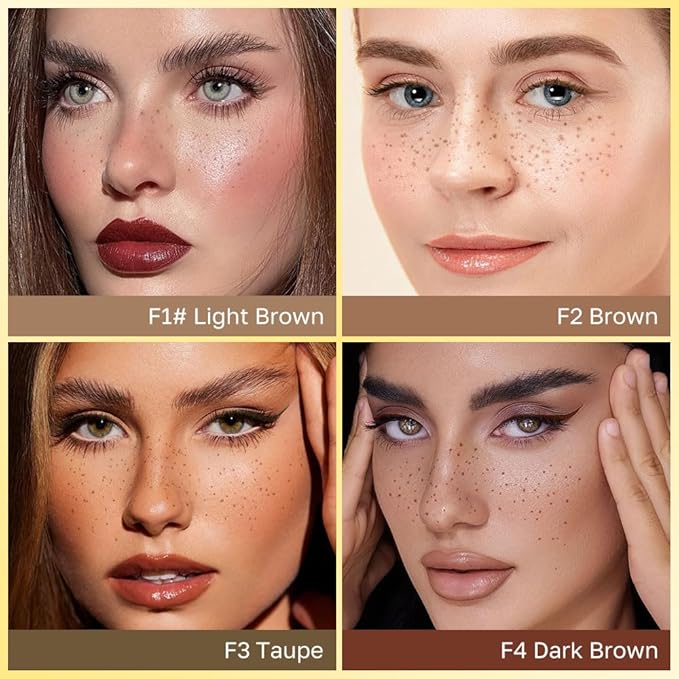 Light Brown Freckle Stamp with Eyeliner Pen,Natural Lifelike Freckle Makeup Pen Magic Freckle Color,Waterproof Longlasting Fake Freckles Stain Marker Pencil Face Decoration for Sunkissed Makeup,Vegan