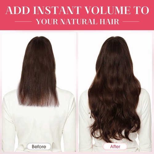 MY-LADY Clip In Hair Extensions Real Human Hair 20 Inch 8pcs Remy Real Hair Extension Clip ins #12/613 Light Brown with Bleach Blonde 105g Silky Straight