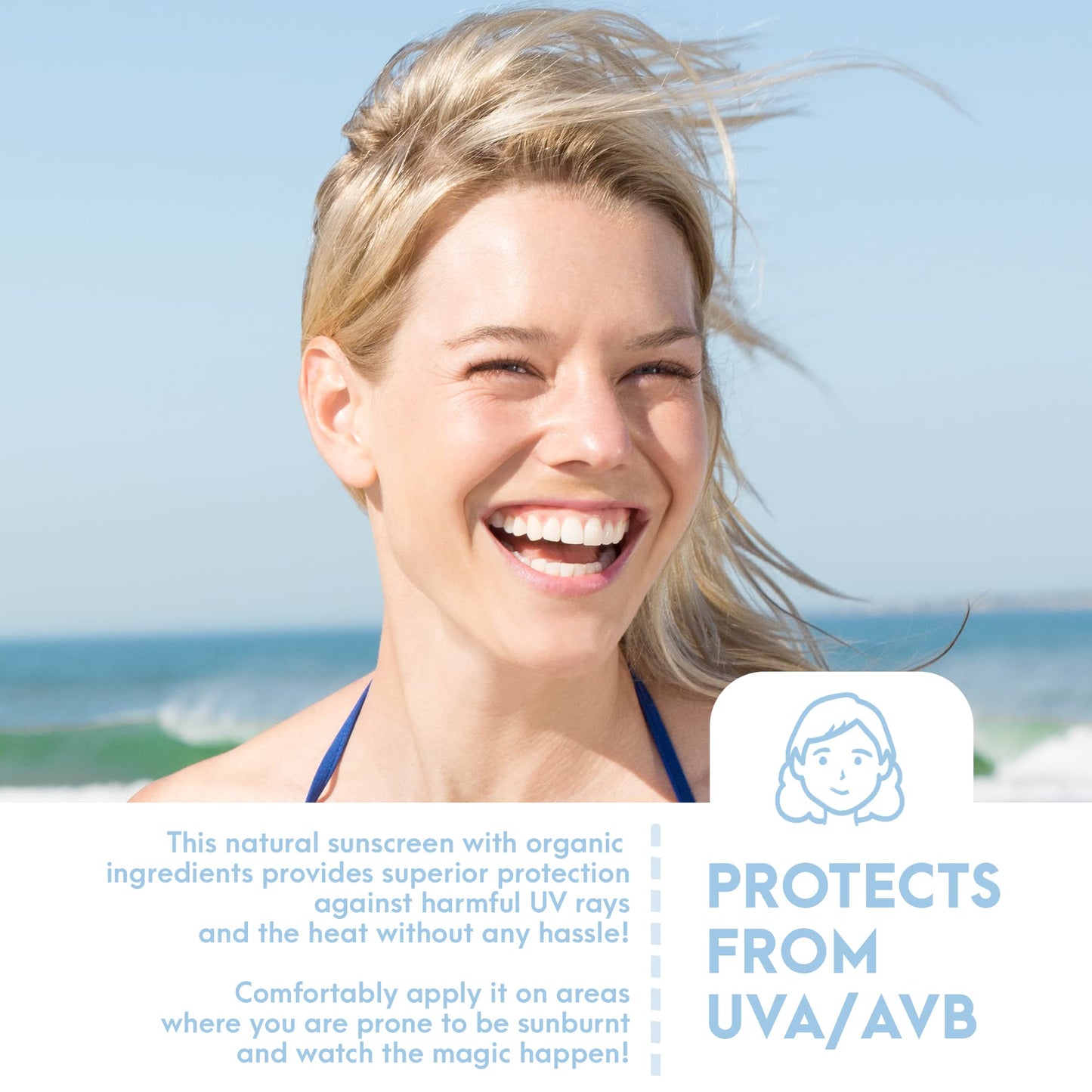 SPF15 Broad Spectrum Natural Sunscreen, Soothing & Hydrating Sunscreen Lotion, Plant-Based Sun Block, Water-Resistant Sun Screen