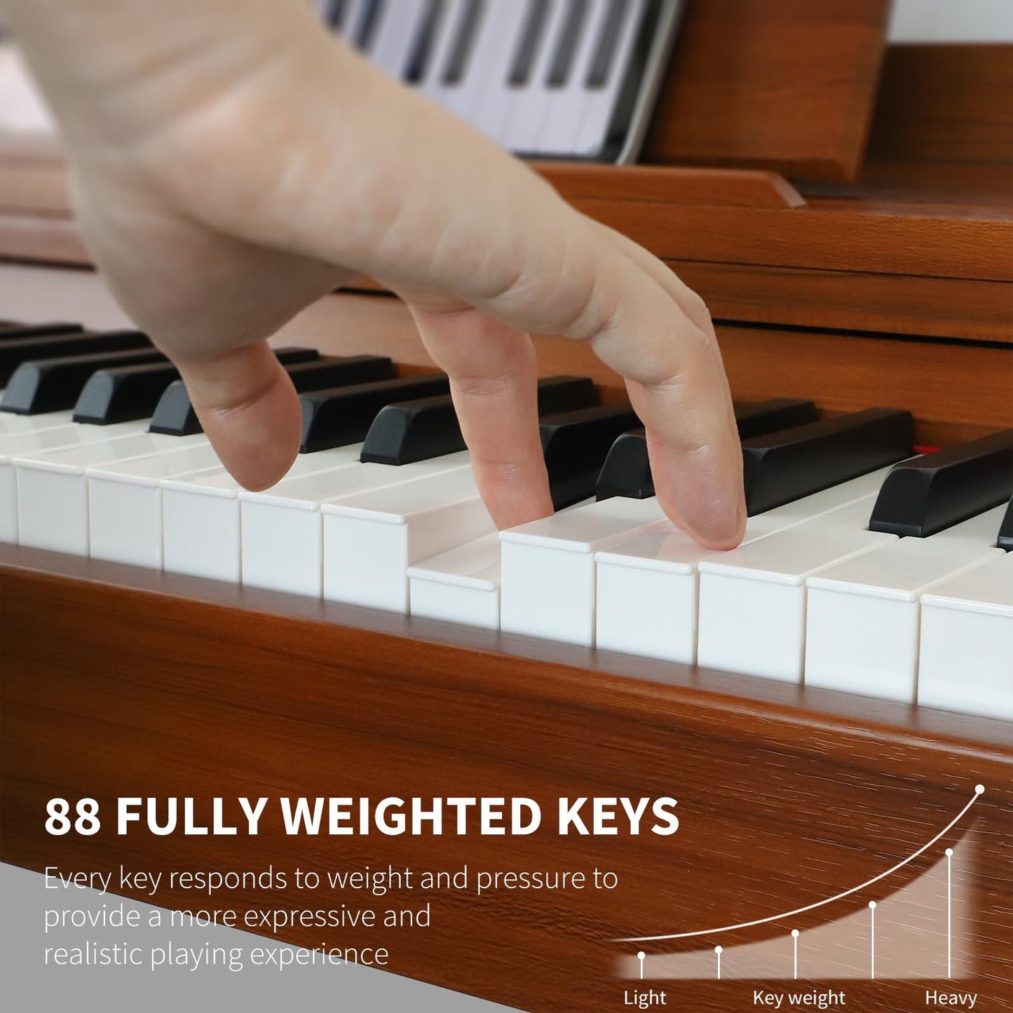 AiJoy 88-Key Weighted Digital Piano for Beginners – Realistic Hammer Action Full Size Desk Cover Electric Piano Keyboard with Triple Pedal, 20W Speaker, Supports USB-MIDI Connecting