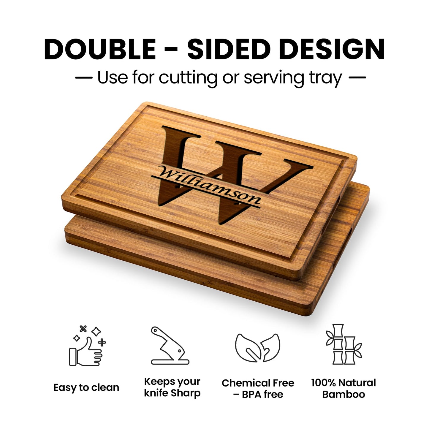 Personalized Cutting Board - Elegant Last Name Monogram - Perfect Wedding Registry Gifts - Engraved Wooden Housewarming Gifts for Men - Unique Decorative Keepsake