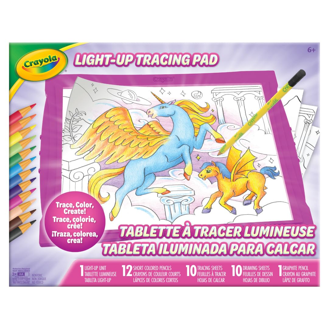 Crayola Light Up Tracing Pad - Pink, Writing & Drawing Art Kit for Kids, Kids Toys & Games, Tracing Light Box, Sketching Gifts for Girls & Boys, 6+ [Amazon Exclusive]