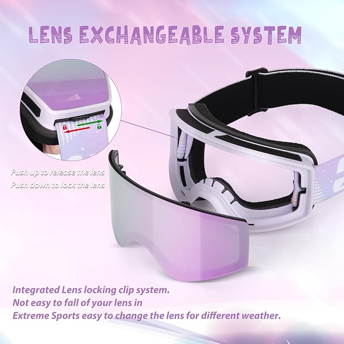 EXP VISION Ski/Snowboard Goggles Parent-child Snow Goggles Over Glasses for Men, Women Youth Kids