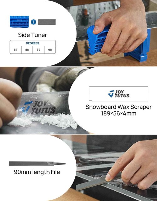 JOYTUTUS Ski Snowboard Wax Kit, Complete and Portable Snowboard Ski Tuning Kit with Dual Voltages Wax Iron, Snowflake Wax, Edge Tuner, 3 Brush Kit, 2 Wax Scraper, 4 Ptex