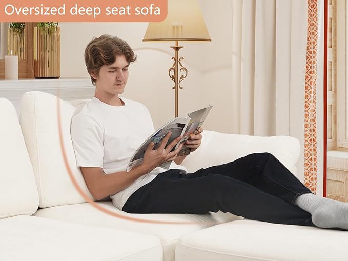 EASE MOOSE Oversized Sectional Modular Sofa，Comfty U Shape Sectional FSC Certified Modern Deep Seat Couch,White Modular Cloud Couch