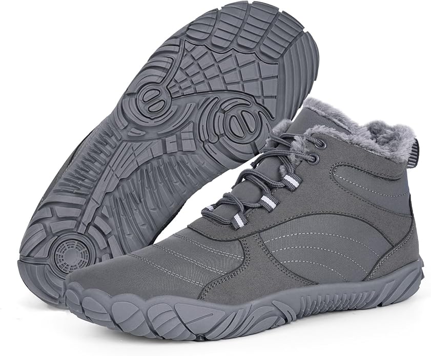 Hike Winter Footwear Barefoot Boots Mens Womens, Waterproof Winter Snow Boots, Warm Ankle Booties, Wide Toe Barefoot Hikin...