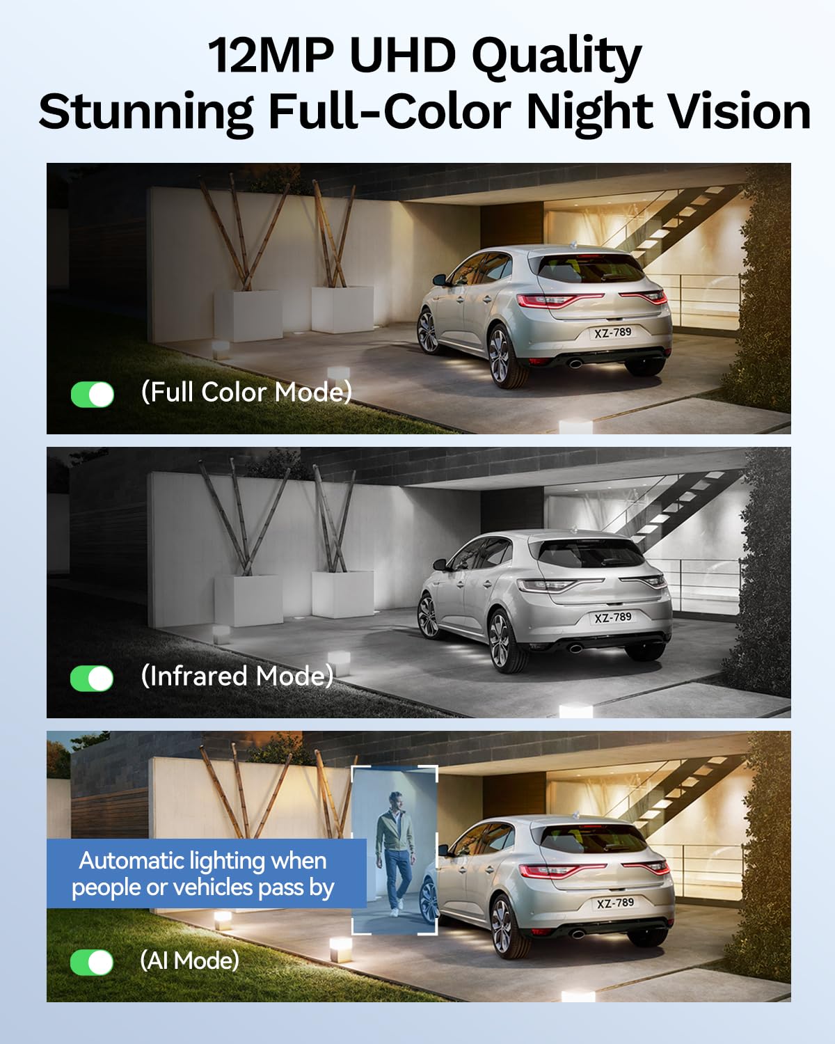 LongPlus 12MP Security Camera System, 12MP H.265+ PoE Home Security Camera System, Spotlight Color Night Vision, Person Vehicle Detection, 16CH NVR 4TB HDD, LP12MEF8B1