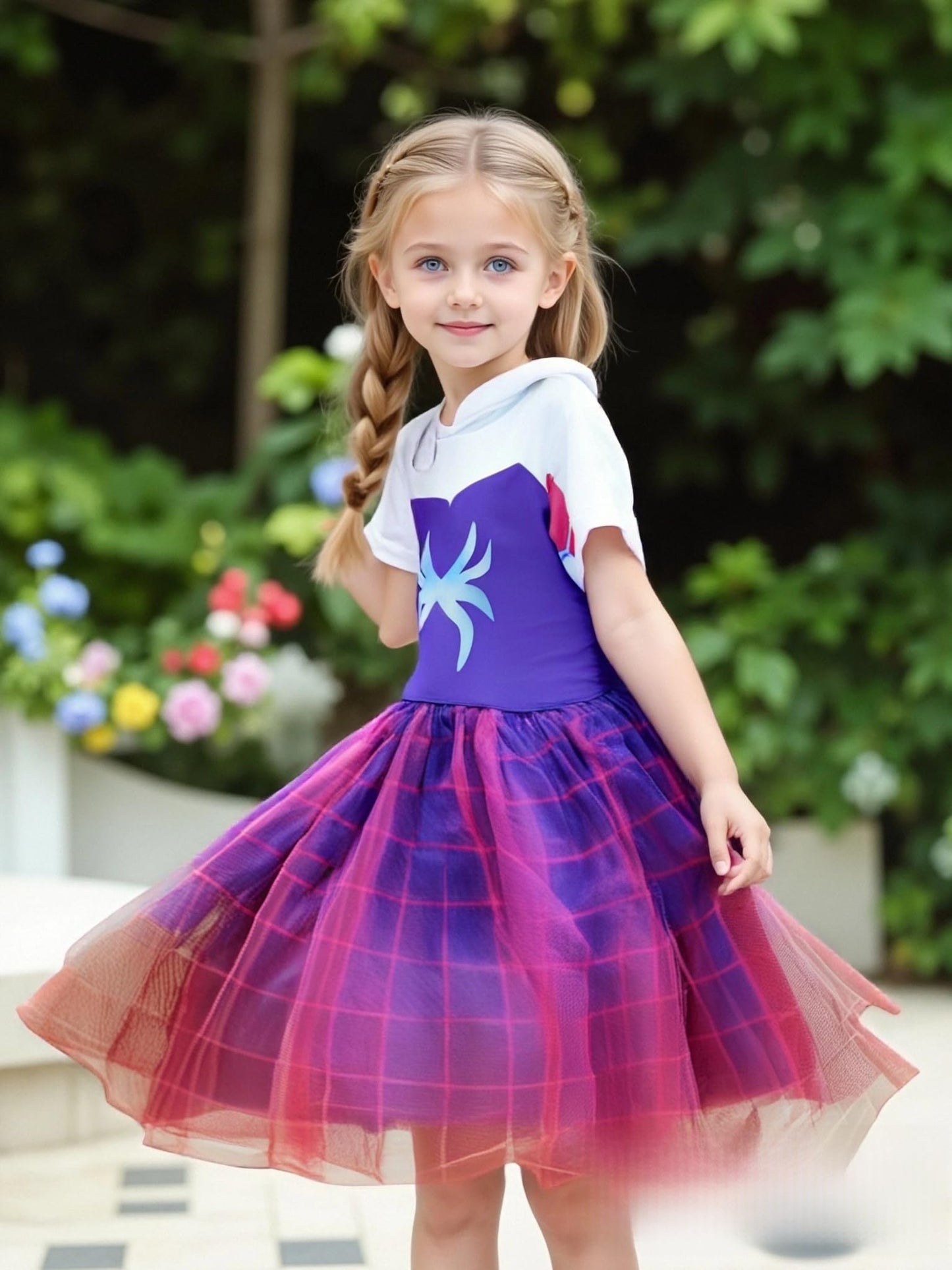 Princess Costume for Girls, Princess Hooded TuTu Dress,Halloween Costume, Princess Girl Dress (P, S)