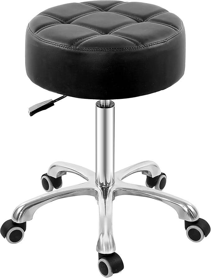 Grace&Grace Height Adjustable Rolling Swivel Stool with Extra Thick Seat for for Salon, Studio, Shop, Kitchen,Dental,Heavy Duty Medical Stool with Wheels