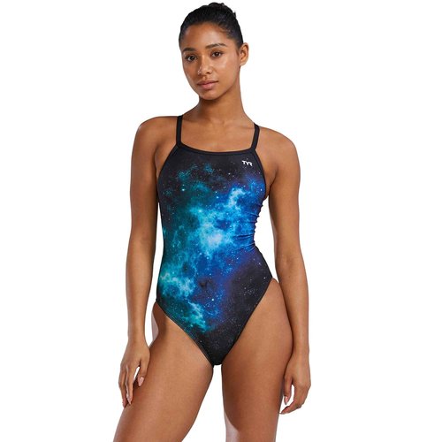 TYR Women's Durafast Elite Diamondfit Swimsuit, Blue/Green/Starborne, 30