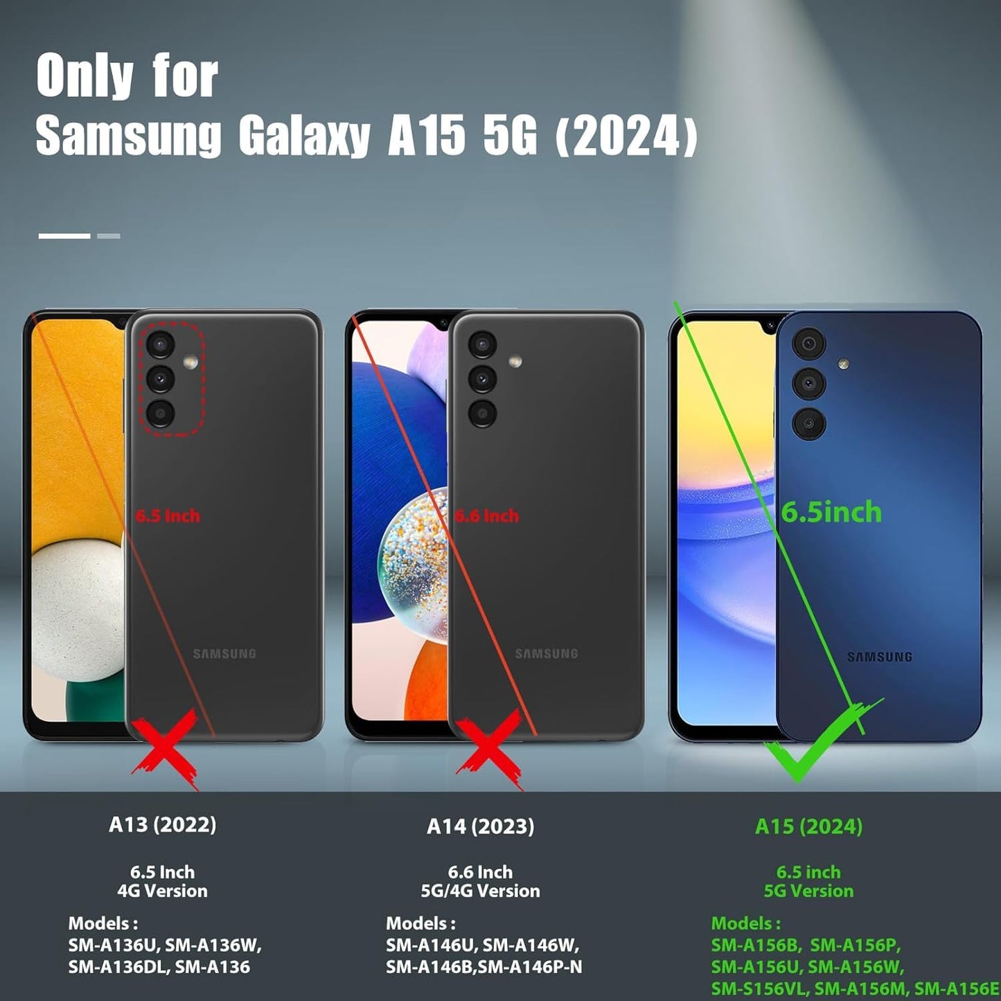 Phone Case For Galaxy-A15-5G Case W/Tempered Glass Screen Protector(Full Coverage) [Full-Body][15Ft Mil-Grade][Built-In Kickstan