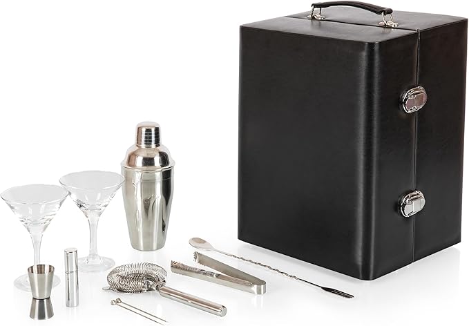 A Picnic time Manhattan Cocktail Case, Stainless Steel Shaker Set, Premium Bar Tools, Bar Accessories and Bartender Kit Ma...