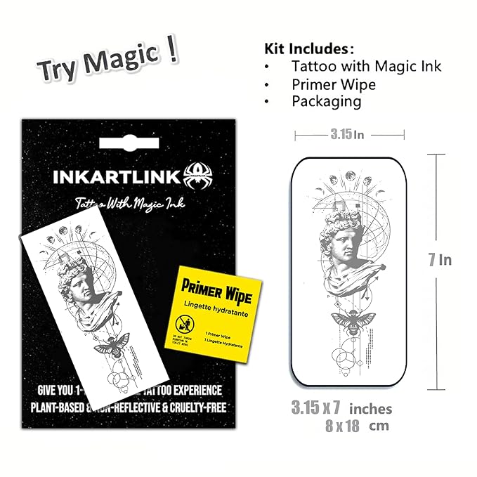 INKARTLINK semi-permanent tattoos, party tattoos for men's arms, offer exquisite and realistic designs that are waterproof and glare-proof. (Greek geometric creative tattoo 3）