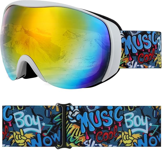 OTG Kids Ski Goggles Kids Snowboard Goggles for Boys Girls Toddler Youth Kid Snow Goggles Anti-Fog UV400 Protection