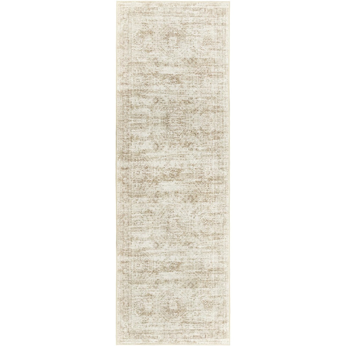 Restydon Long Hallway Runner Rug - Runners for Hallway 12ft, Anti Slip Backing Washable Rug for Bathroom, Entrance, Living Room, Soft Low Pile Mordern Runner(2'x12', Beige/Ivory)