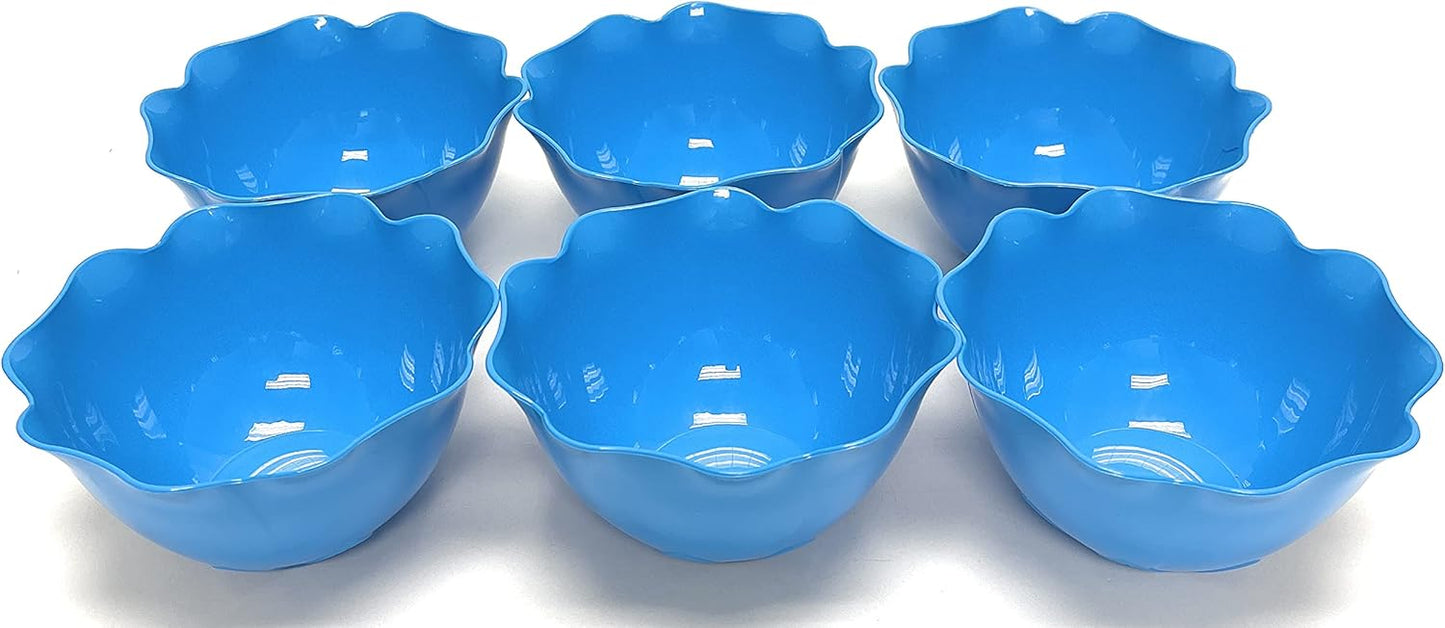 Mintra Home Reusable Bowls and Plates 6pk - Lotus Collection (Blue, Bowl 6pk - (5.5inW x 2.75inH))