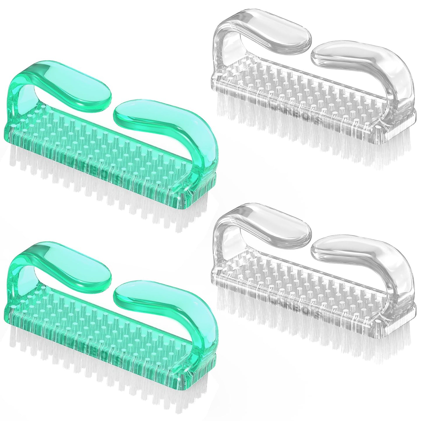 Handle Grip Nail Brush, Nail Brushes Hand Fingernail Brush Cleaner Scrubbing Kit Pedicure for Toes and Nails Men Women (4 Pack)