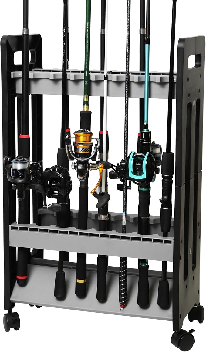 Jorazor Fishing Rod Holder,Fishing Pole Holders for Garage,Rod Holder for 16 Rod and Reel Combos,Vertical Fishing Rod Rack...