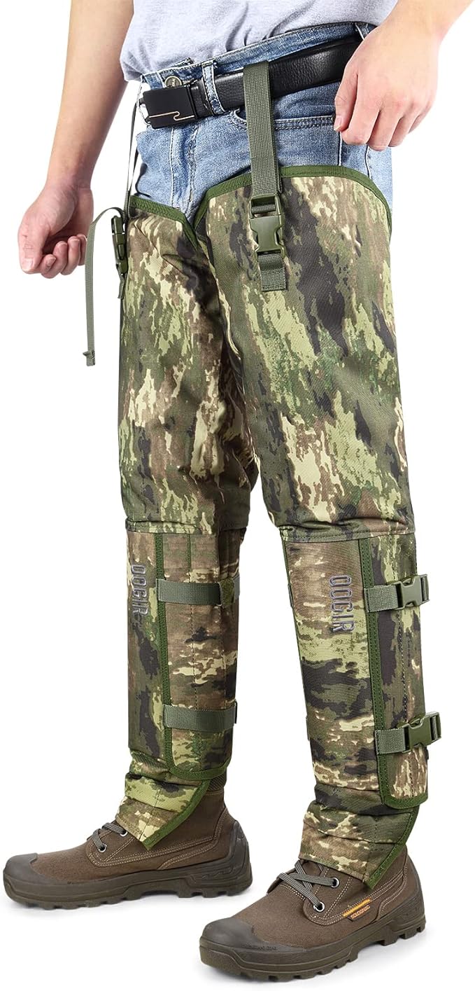 IceBlade Snake Chaps, Full Leg Protection from Snake Bites, Waterproof Hunting Gear, Adjustable Size Snake Guard Gaiters