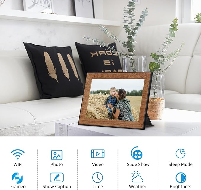 Frameo Digital Picture Frame,WiFi Digital Photo Frame with 10.1 Inch 1280x800 IPS Touchscreen,Auto-roating,Share Picture to Electronic Picture Frame Via Frameo App,Perfect Mother's Gift