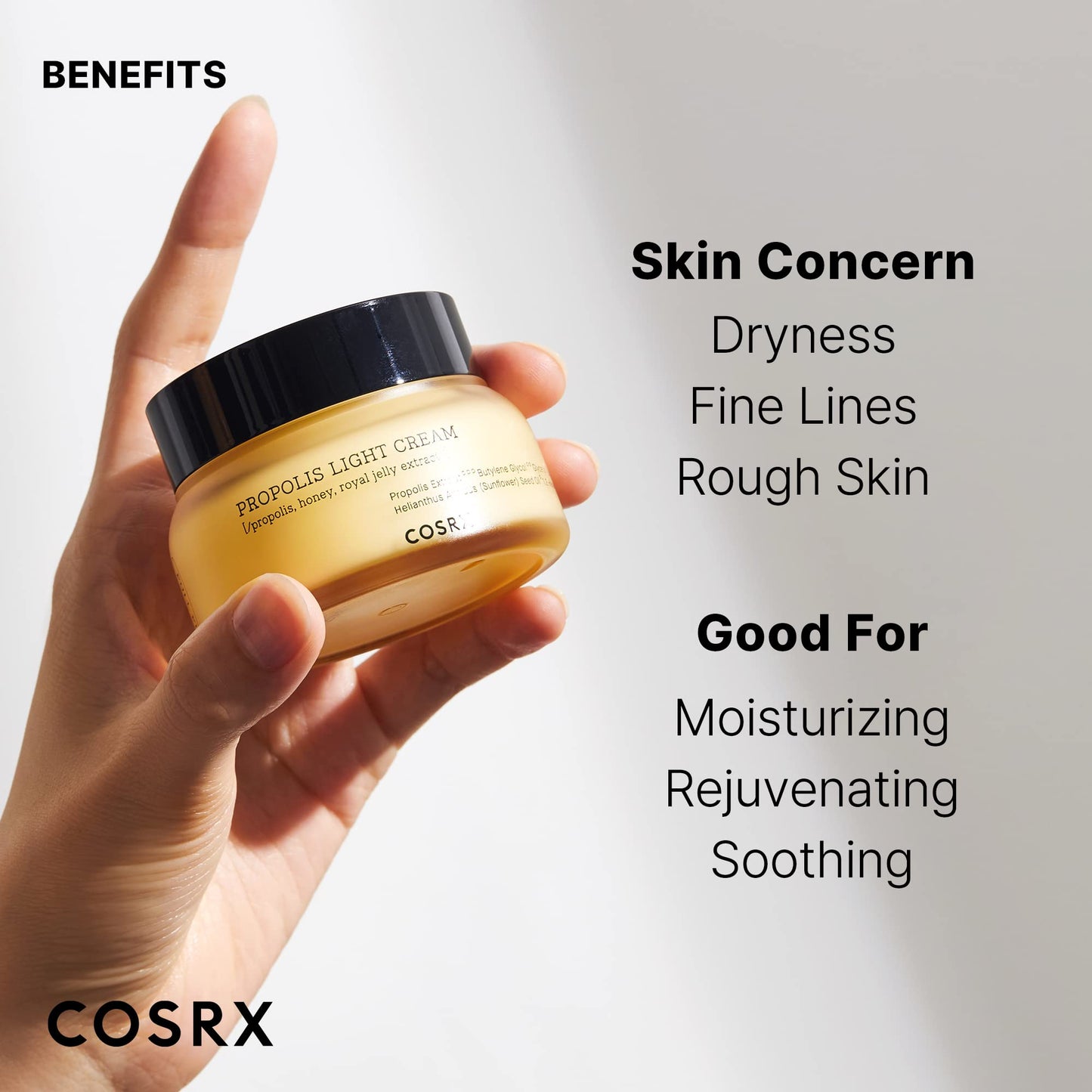 COSRX Full Fit Propolis Light Cream, 2.19 Fl.oz / 65ml, Propolis 64.5%, Hydrating Daily Day and Night Moisturiser, Korean Skin Care, Stocking Stuffers, Holiday Gifts, Gifts For Women