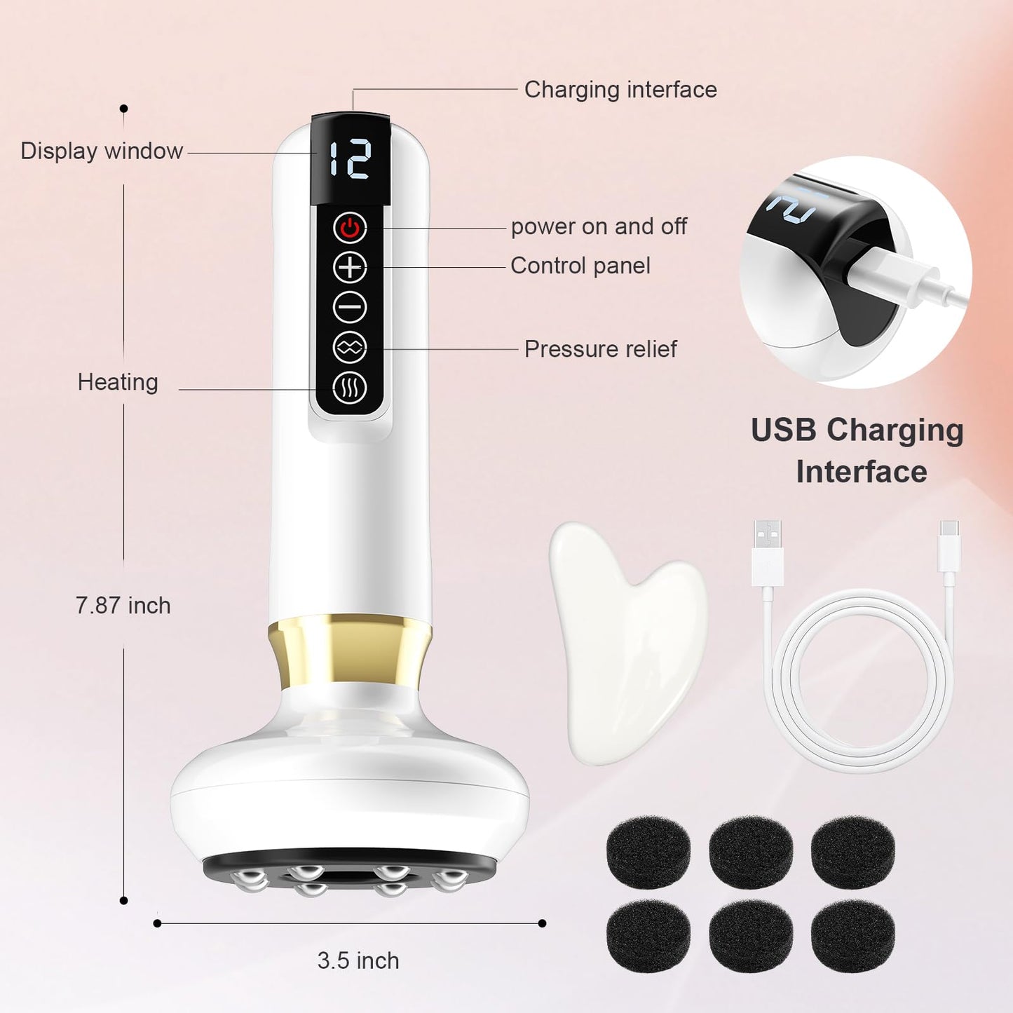 Electric Handheld Cellulite Massager with 12 Suction Modes, Cellulite Remover Tool for Legs, Belly, Thighs, Arms, Butt- Birthday, Christmas, Mothers Day, Valentines Day Gifts for Her Women (White)
