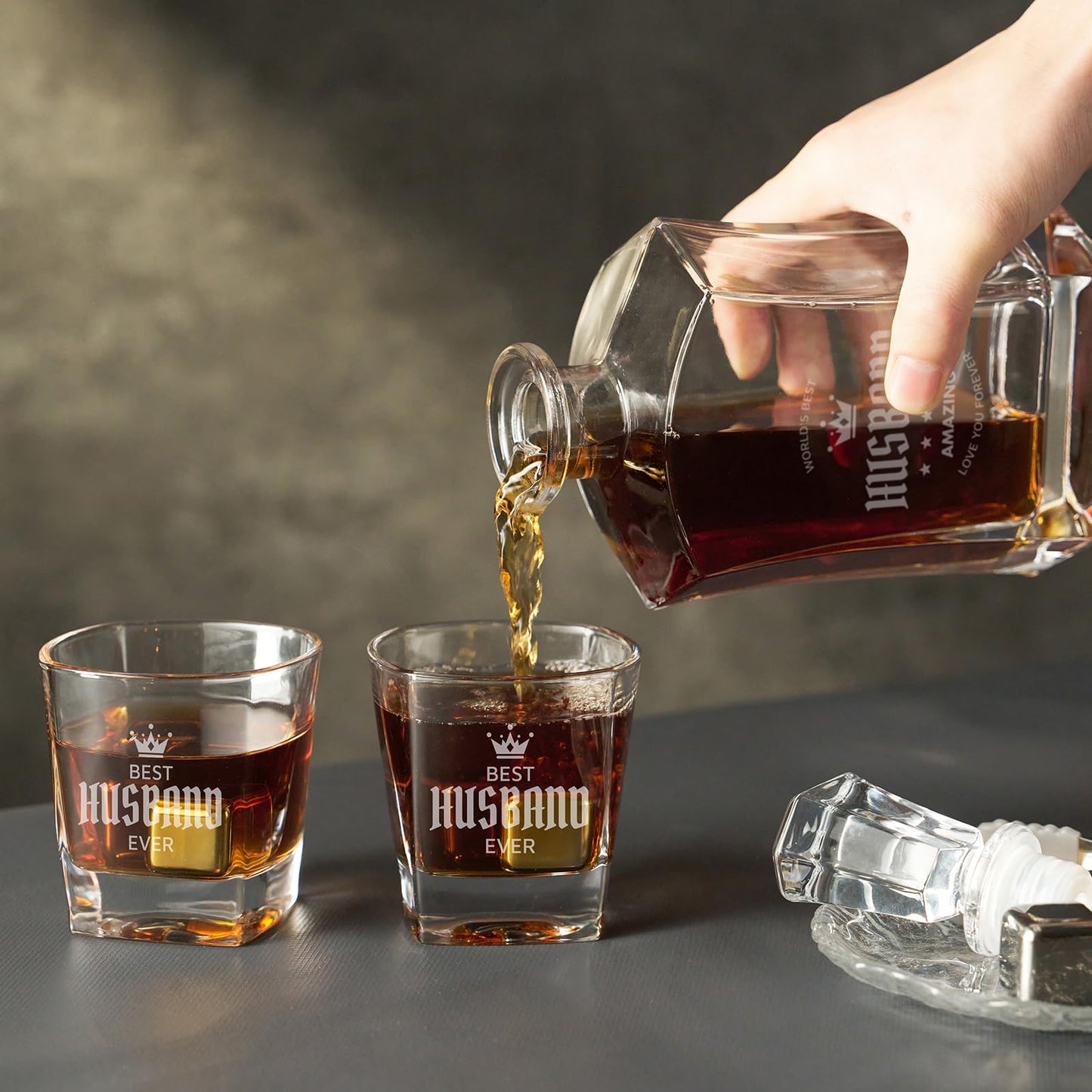 AW BRIDAL Husband Gifts Birthday Anniversary Wedding Gifts for Husband Him Men - World's Best Husband Wine Gift Set Whiskey Glasses Gift for Husband