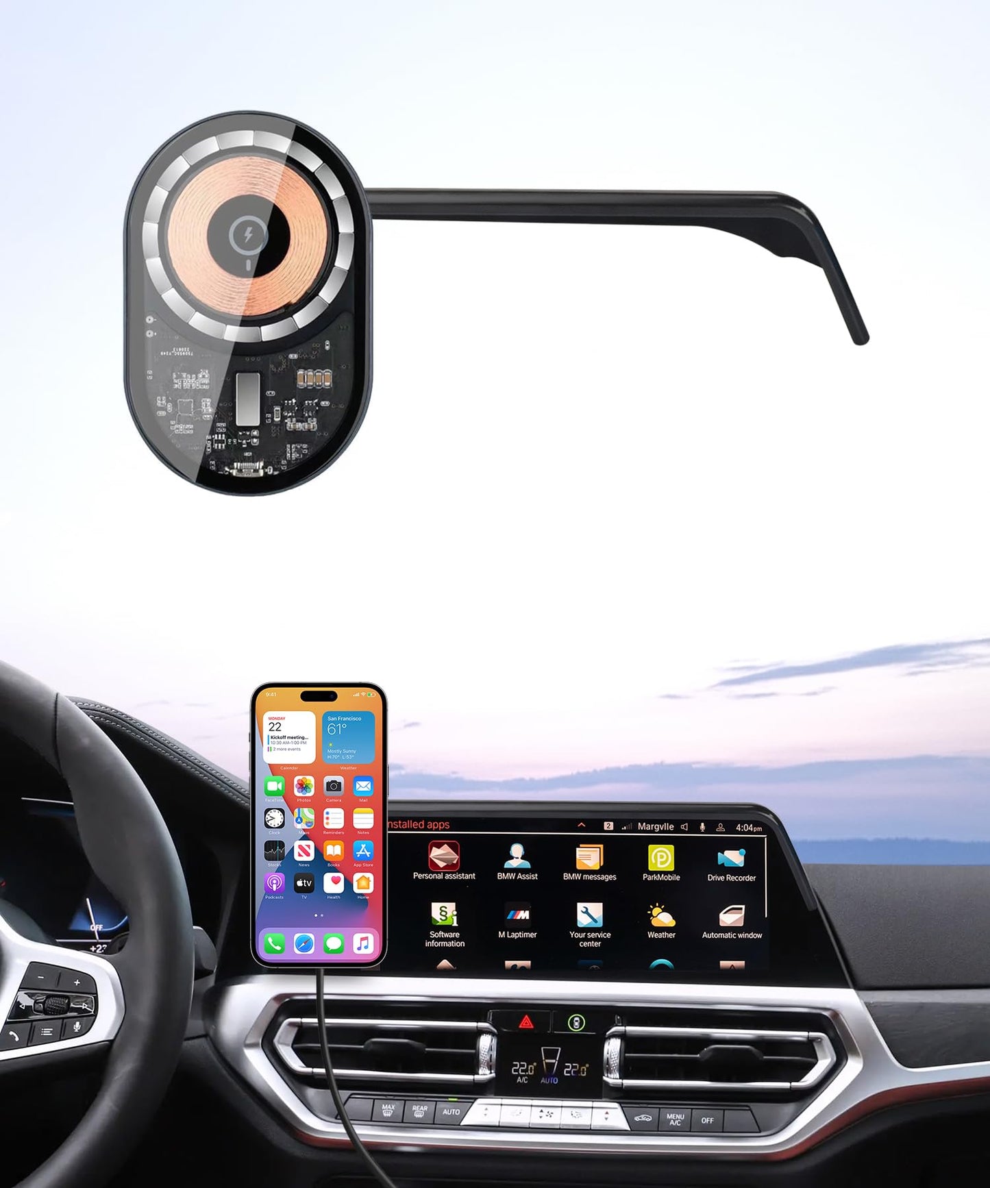 Masergogo Wireless Charging Car Phone Holder For 2019-2022 Bmw 3 Series /2021-2023 4 Series/2022-2024 2 Series Accessories 10.25