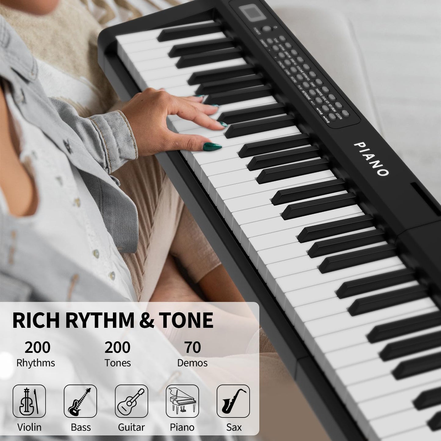 Digital Piano 88 Key Full Size Semi Weighted Electronic Keyboard Piano Set with Stand,Built-In Speakers,Electric Piano Keyboard with Sustain Pedal,Bluetooth,MIDI/USB/MP3 for Beginners Adults/81x