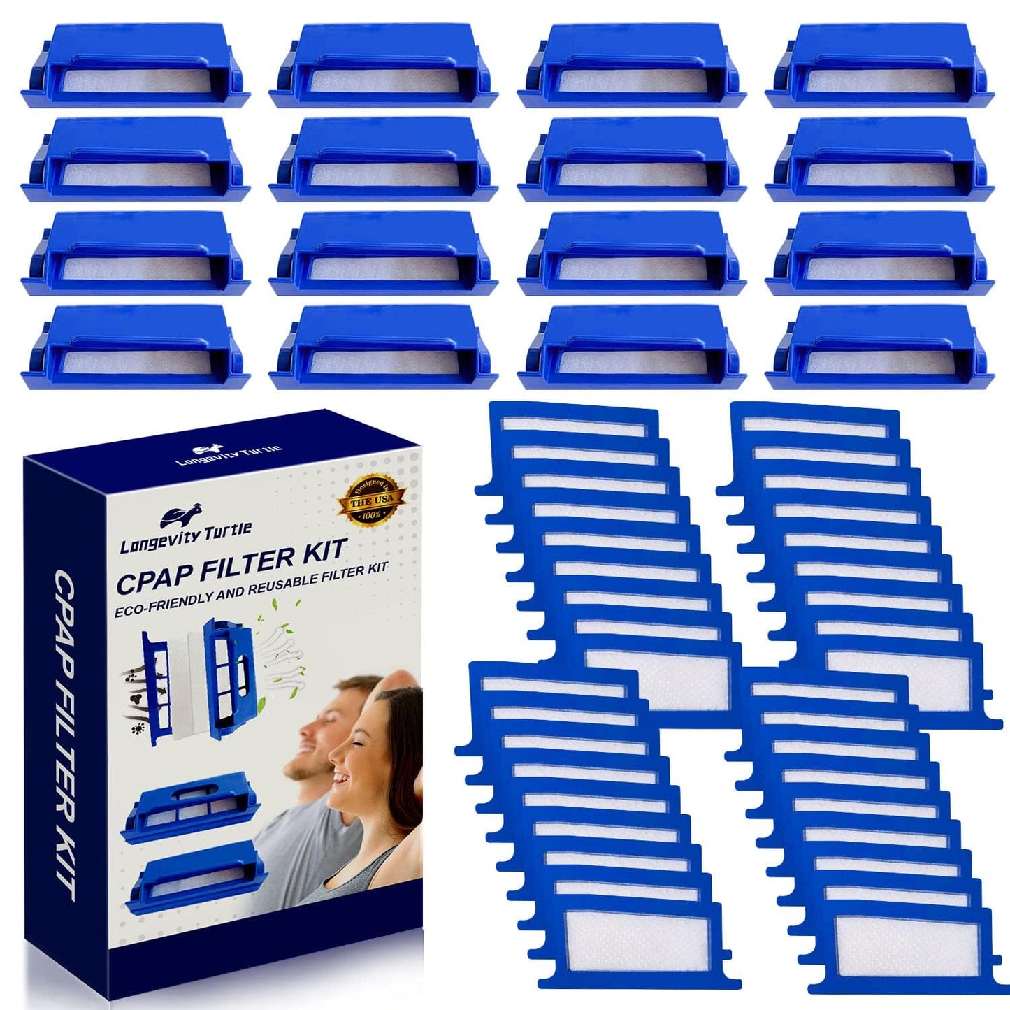 52Pcs CPAP Filters Compatible with Dream Station CPAP Machine, Replacement Filter Kit Includes 16 Pollen Filter and 36 Disposable Ultra-Fine Filters - CPAP Supplies