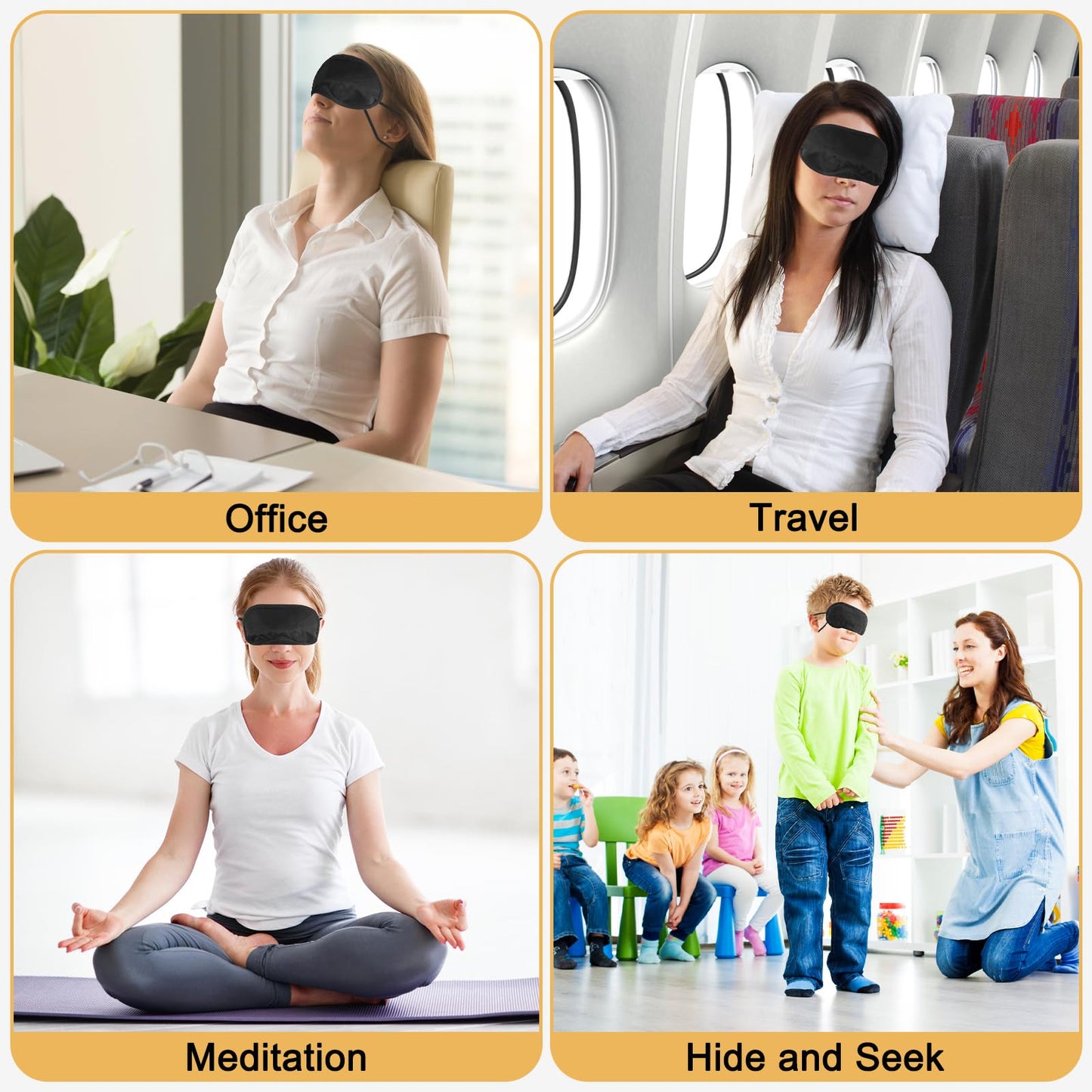 NICEMOVIC 10 Pcs Blindfold Sleep Eye Masks for Party Games Adults Couples Travel, Individually Wrapped Eye Covers with Nose Pad and Elastic Strap, Sleeping Mask for Kids Men Women (Black)