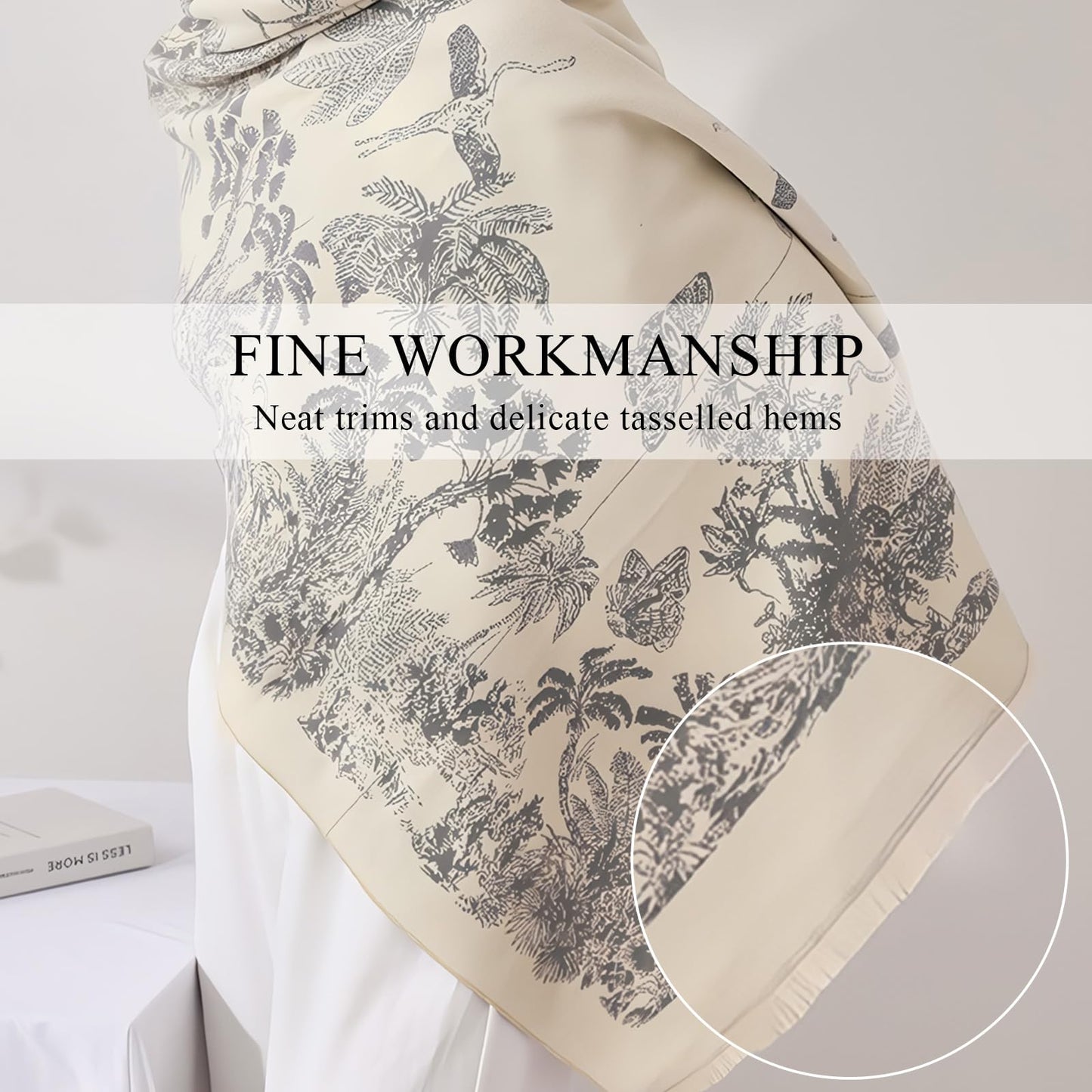 LumiSyne Warm Scarf Cashmere Shawl Women Rainforest Pattern Reversible Pashmina With Tassel Large Long Scarf Warm Wrap Stole