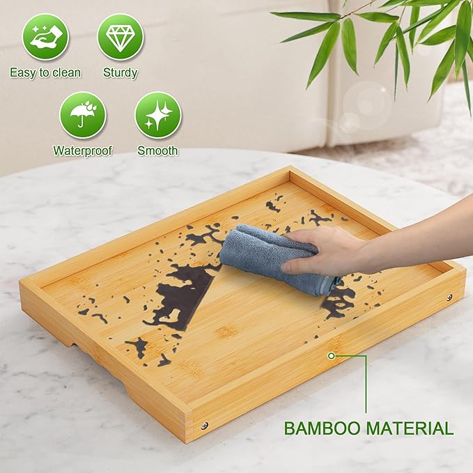 Youpehom Bed Tray Table with Folding Legs,Bamboo Breakfast in Bed for Kitchen Serving Tray,Sofa,Eating,Used As Laptop Desk Snack Tray 2 Pack (Bamboo)