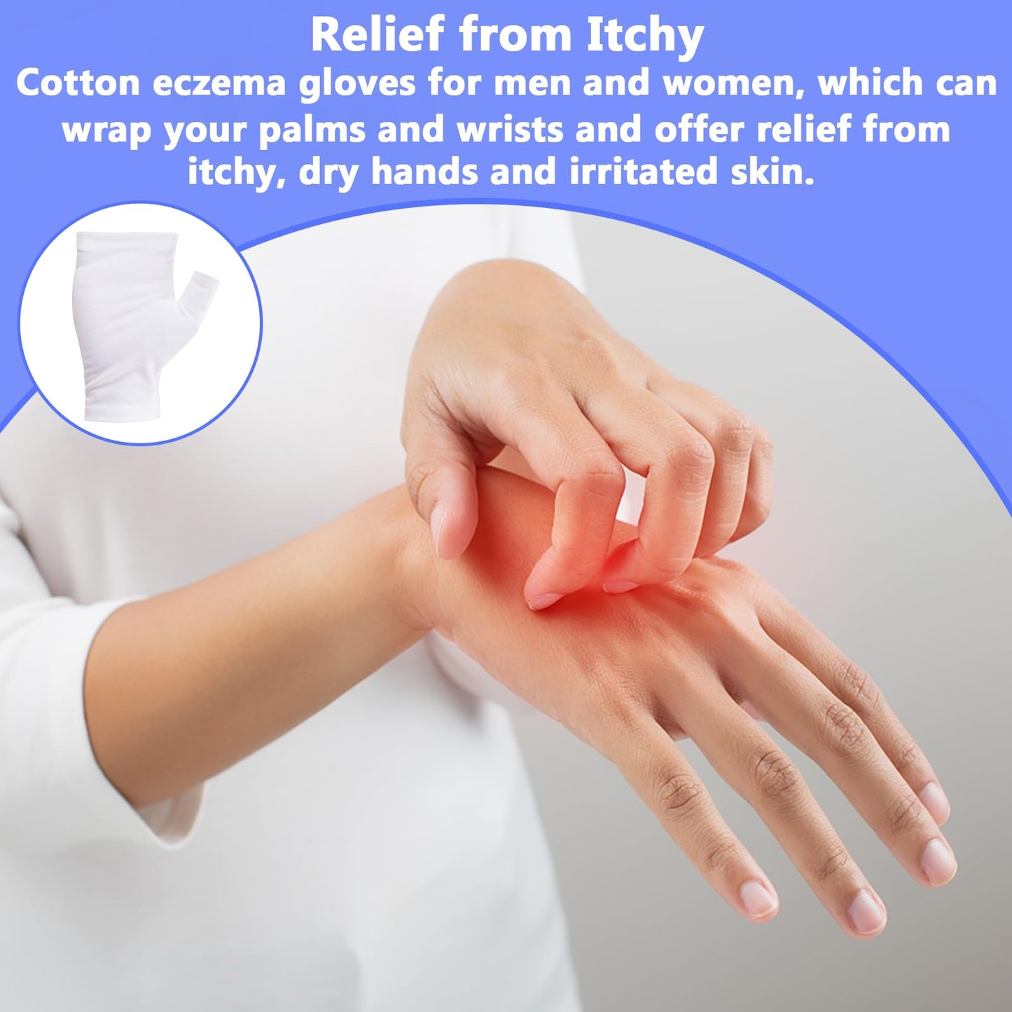 6 Pairs Cotton Gloves Eczema, Cotton Eczema Gloves for Women and Men, Touchscreen Fingerless White Gloves for Art Handling, Fing