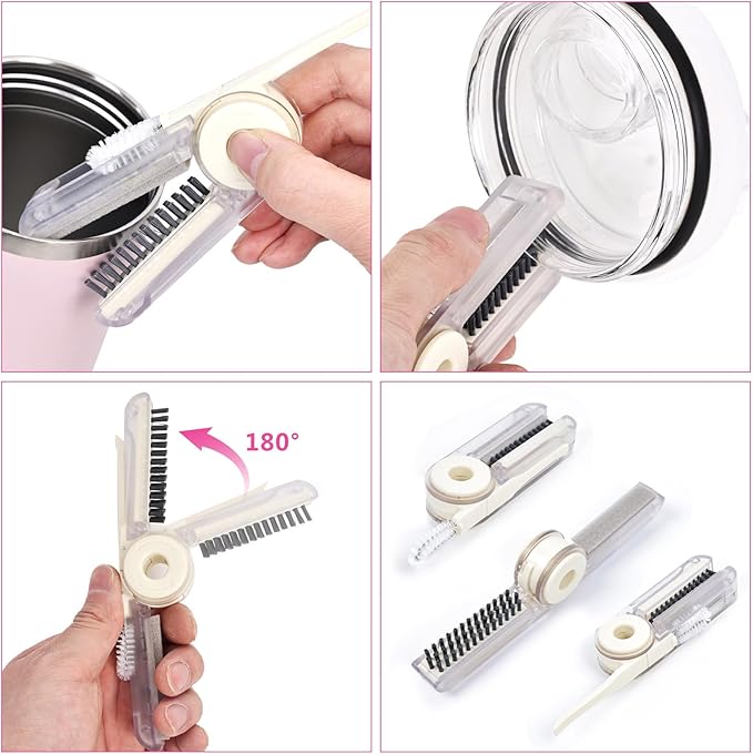4 in 1 Cup Lid Cleaning Brush Set - No Exposed Wet Parts, Multifunctional Lid Cleaner, Silicone Cup Lid Gap Cleaner, Multipurpose Bottle Gap Cleaner Brush, Orange 1 pcs