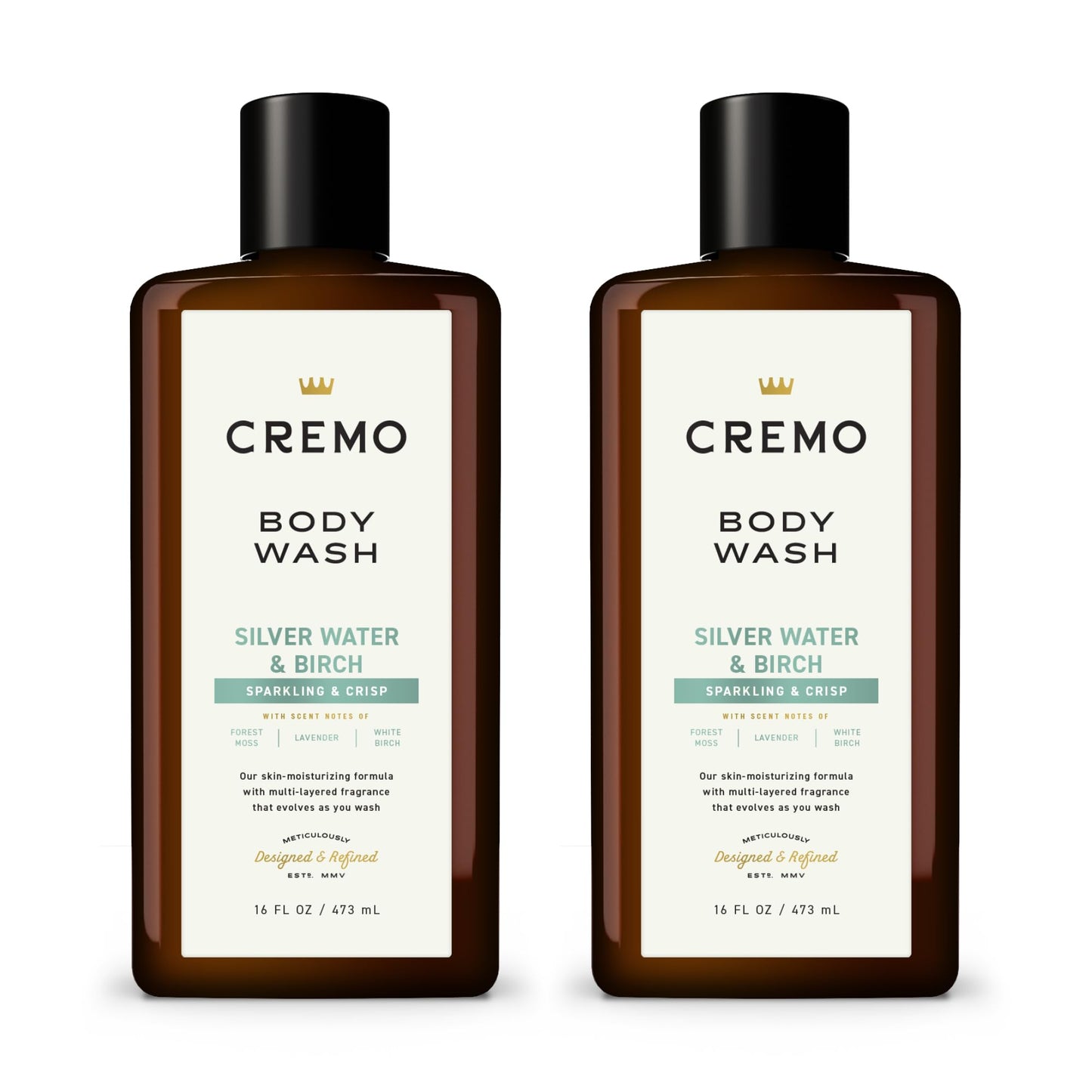Cremo Rich-Lathering Silver Water & Birch Body Wash, A Revitalizing Combination of Glacier-Fed Streams and White Birch 16 Fl Oz