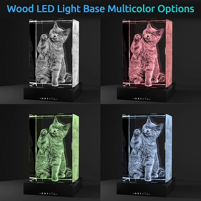 ArtPix 3D Crystal Photo, Christmas Personalized Gifts for Women, Wife, Mom, Her, Him, Men, Mother, Grandma, Great Xmas Customized Gift With Your Own Photo, Custom Glass 3D Laser Etched Picture Wedding